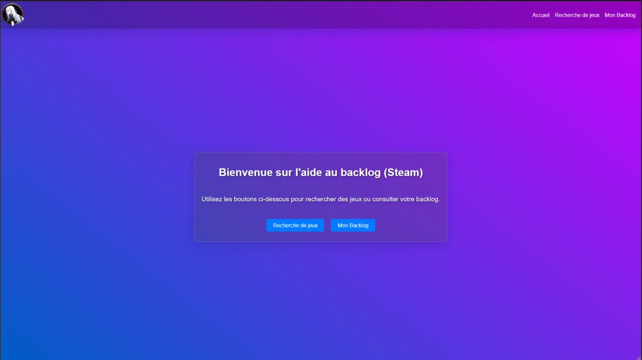 Page d’accueil de Backlog Helper