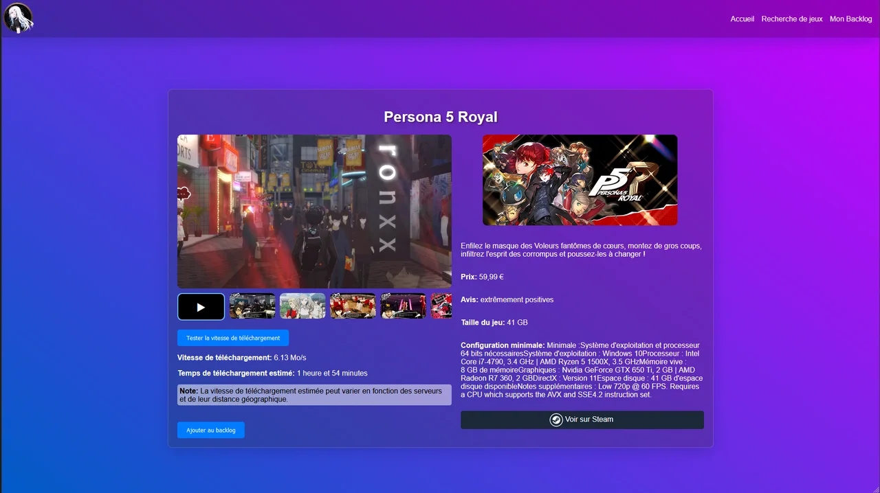 Fiche détaillée de Persona 5 Royal