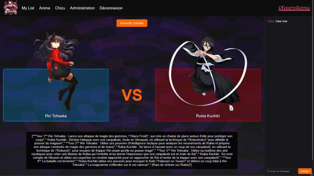 Combat simulé entre personnages dans NexusClash