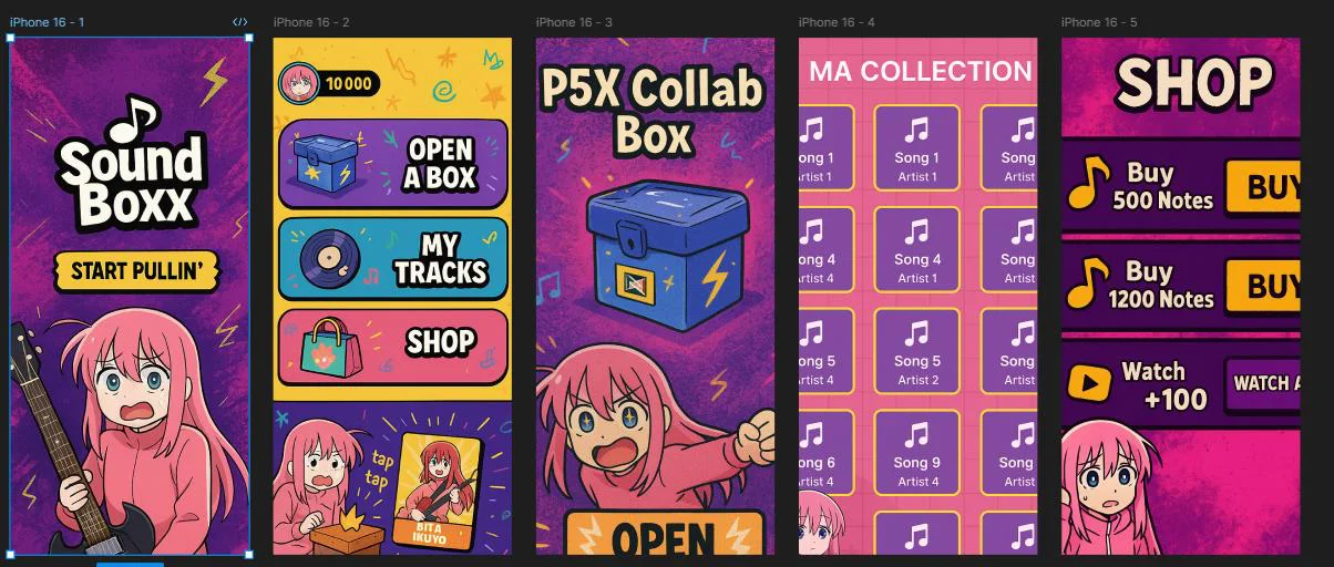 Maquettes initiales de SoundBoxx